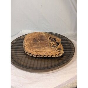 Vintage 1920s Antique Leather Baseball Catchers Mitt Glove Rustic Sports Decor